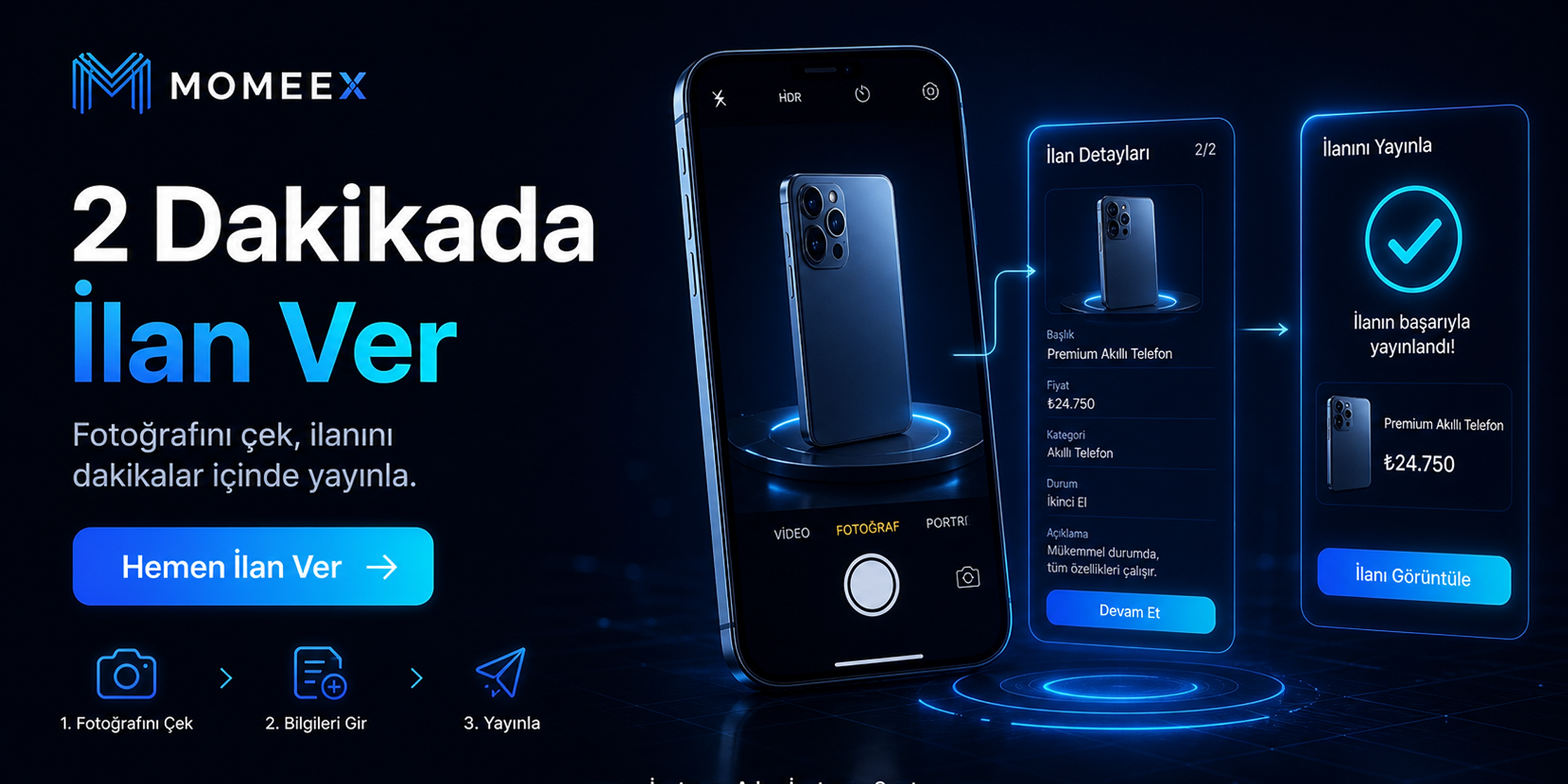 MOMEEX ile iki dakikada ilan verme tanıtımı
